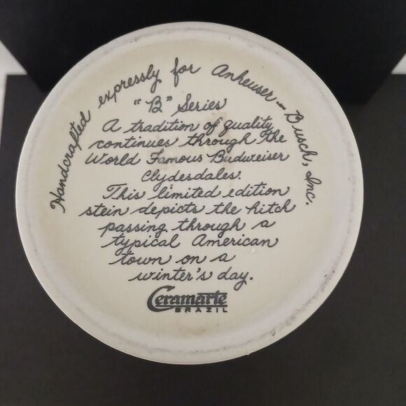 Budweiser Handcrafted 1986 Ceramarte B Series Textured Horse Carriage Mug Heavy - Picture 11 of 14